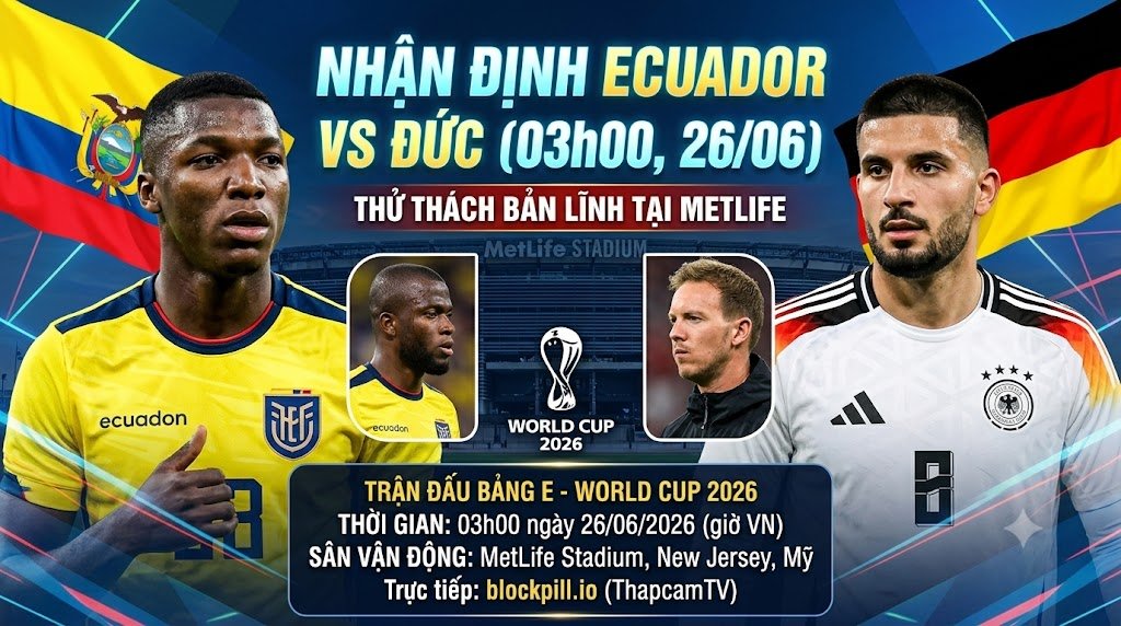 Nhận định bóng đá Ecuador vs Đức bảng E World Cup 2026 chi tiết cùng chuyên gia BLV Man Man của ThapcamTV.