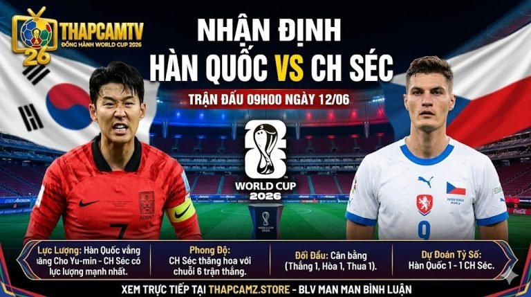 Ảnh bìa nhận định trận đấu Hàn Quốc vs CH Séc tại bảng A World Cup 2026, với sự góp mặt của hai ngôi sao Son Heung-min và Patrik Schick