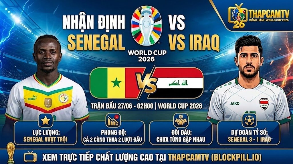 Nhận định bóng đá Senegal vs Iraq bảng I World Cup 2026 chi tiết từ chuyên gia ThapcamTV.
