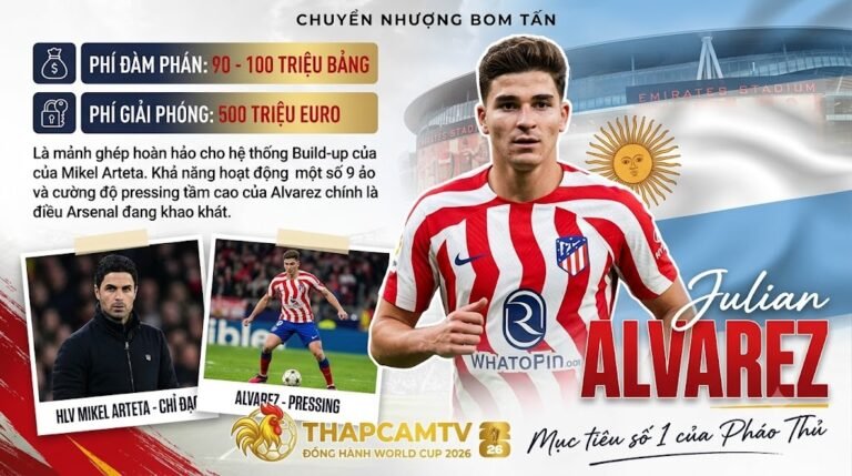 Tin chuyển nhượng Arsenal nỗ lực chiêu mộ tiền đạo Julian Alvarez với mức phí bom tấn, cập nhật chi tiết trên Thapcamtv.
