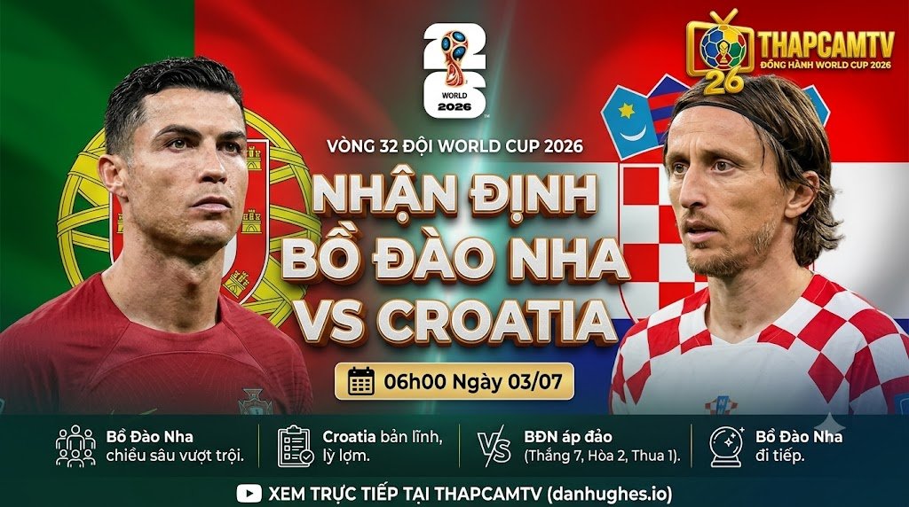 Nhận định Bồ Đào Nha vs Croatia vòng 32 đội World Cup 2026 chi tiết từ chuyên gia BLV Man Man tại ThapcamTV.