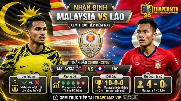 Nhận định bóng đá trận Malaysia vs Lào tại ASEAN Cup 2026, đánh giá lực lượng và dự đoán từ chuyên gia Thapcamtv.