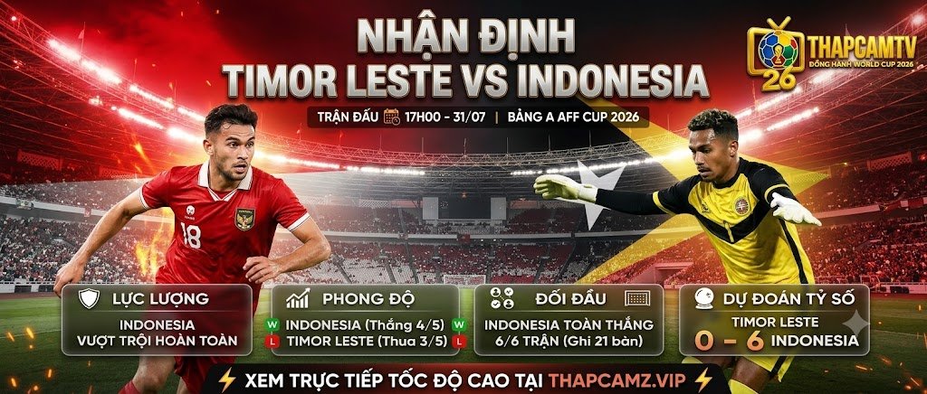 Nhận định tổng quan trận đấu Timor Leste vs Indonesia lúc 17h00 ngày 31/07 tại bảng A AFF Cup 2026.