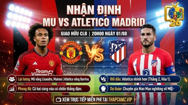 Ảnh bìa nhận định trận giao hữu MU vs Atletico Madrid ngày 1/8 cùng chuyên gia ThapcamTV