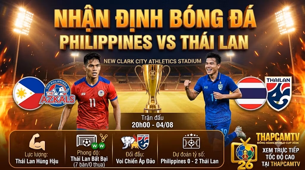 Nhận Định Philippines vs Thái Lan (20h00, 4/8) | Bản Lĩnh Nhà Vua & Điểm Nóng Sa Bàn